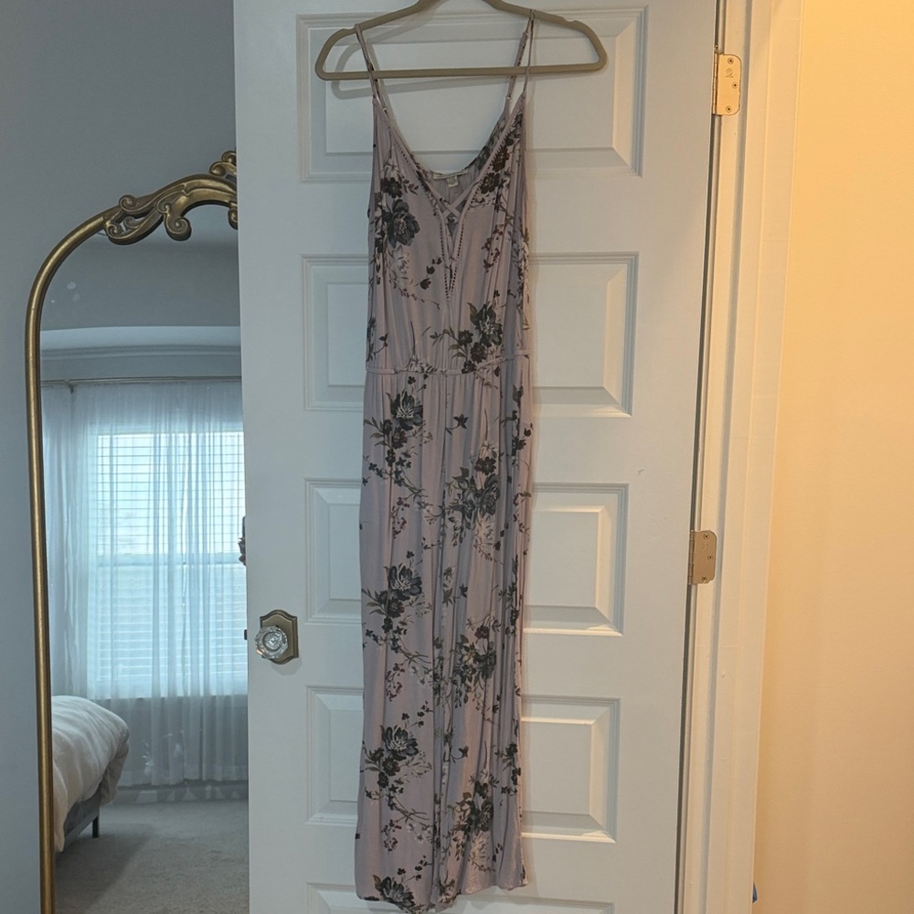 American Eagle Outfitters Dusty Mauve Floral Jumpsuit Medium Long